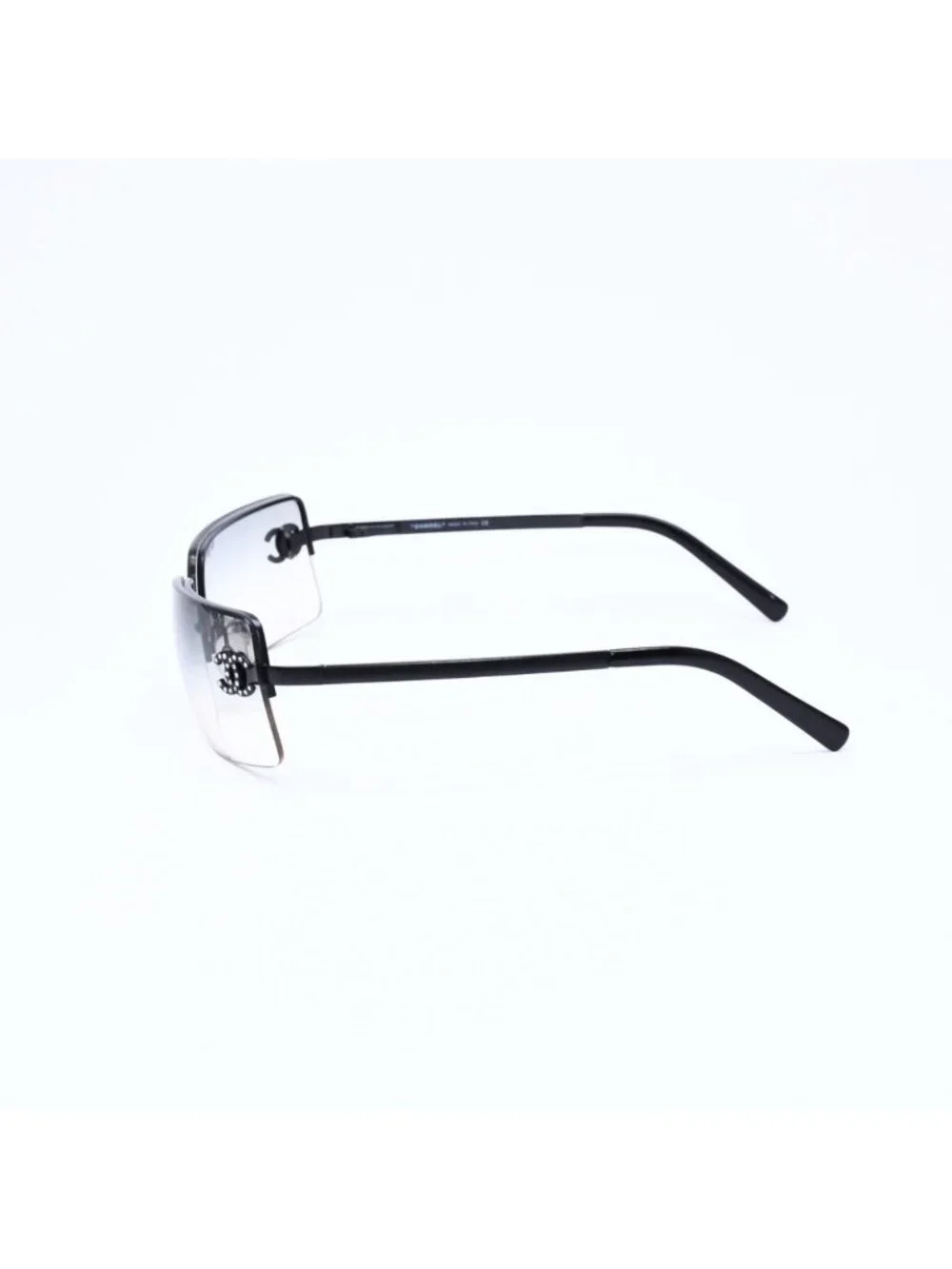 Chanel Half Rim Sunglasses Eyewear CC Logo Rhinestone